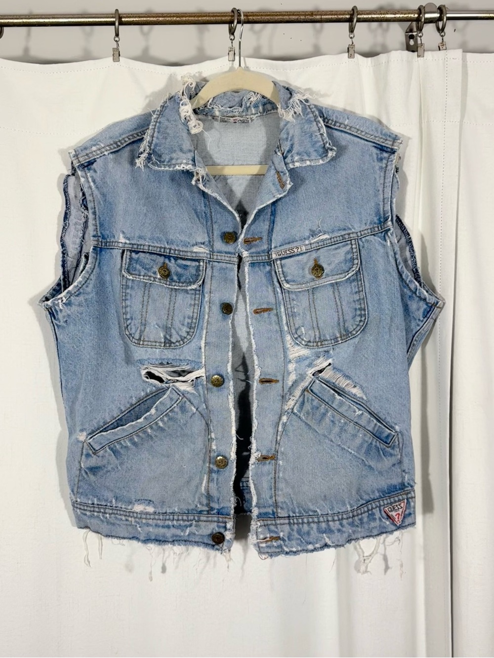 Vintage Guess Paris Distressed Denim Vest